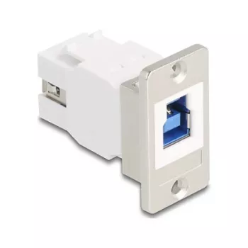 Keystone modulis DELOCK 67337 montavimui į skydelį USB Type-B į USB Type-A 5 Gbps, sidabrinis/baltas