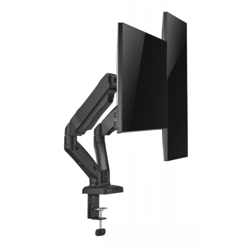 Monitorinė ranka up up Ekonomiška interaktyvi priešsvėrinė dviejų monitorių ranka matinė juoda VESA 75x75/100x100