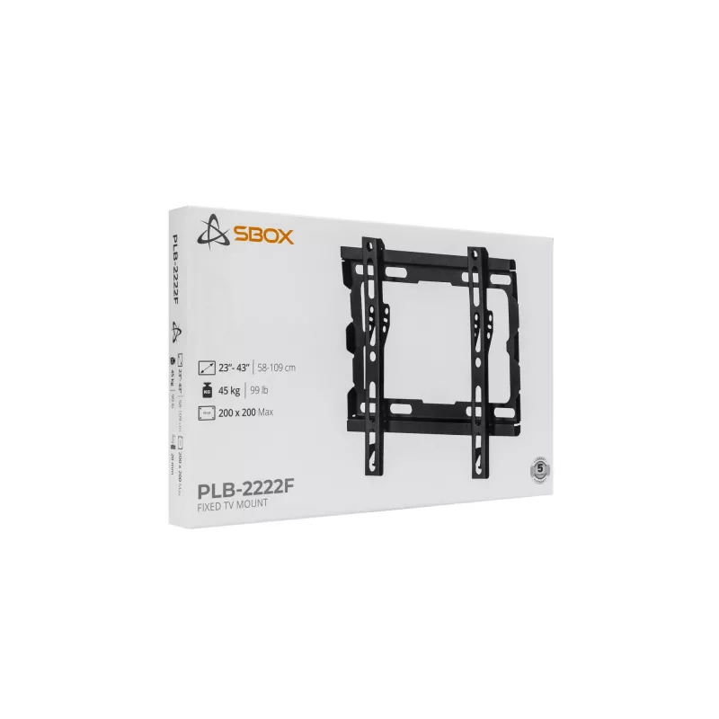 SBOX PLB-2222F-2 stacionarus TV kronšteinas prie sienos, 23-43 colių, 45 kg, VESA 200x200