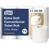 Tualetinis popierius Tork Premium Extra Soft Conventional T4 — 4 sluoksnių ritinėliai 9,7 cm x 19,1 m, pakuotė po 6 vnt.