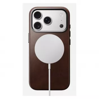 Nomad Traditional Leather Case dėklas iPhone 17 Pro, oda, mikropluoštas, tinka 6,3 colio (16 cm) ekranui, ruda