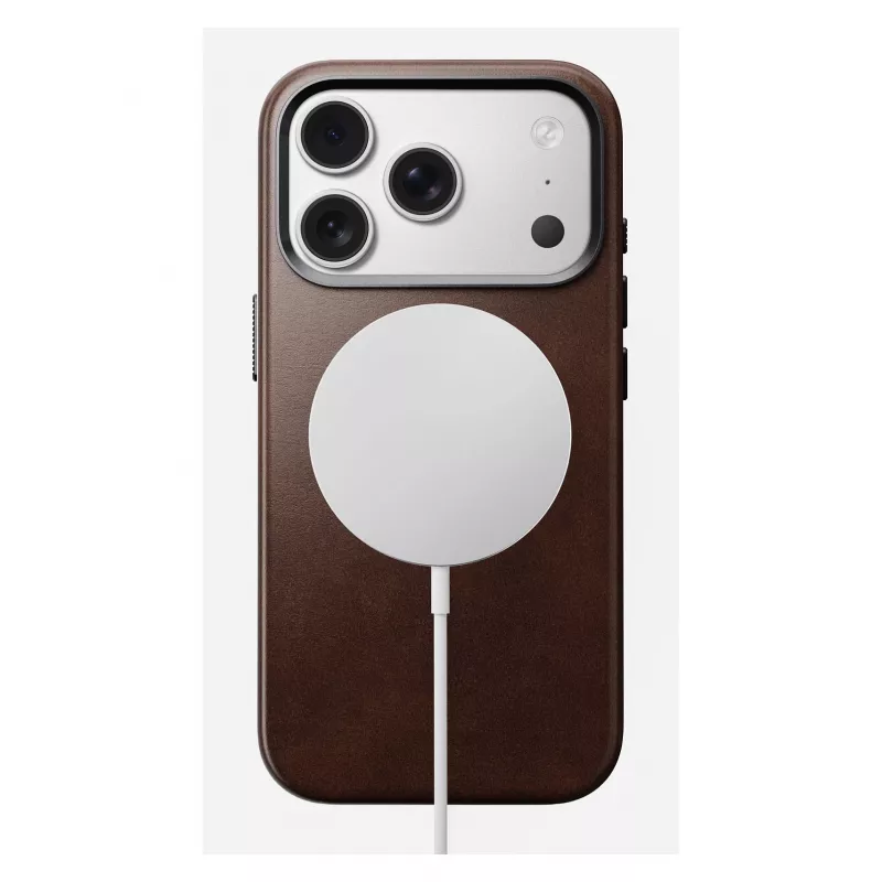 Nomad Traditional Leather Case dėklas iPhone 17 Pro, oda, mikropluoštas, tinka 6,3 colio (16 cm) ekranui, ruda