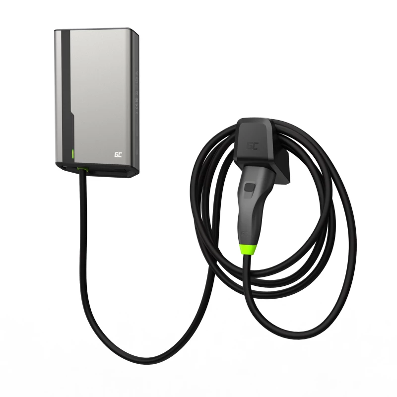 Green Cell GC EVGC021B2275 sieninis elektromobilio įkroviklis 3.6-22 kW 7.5 m NFC pilkas aliuminis