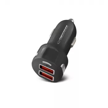 Automobilinis kroviklis ESPERANZA EZ110 juodas – 12–24V įėjimas, 2× USB-A 2.1A, Quick Charge 3.0, 36W