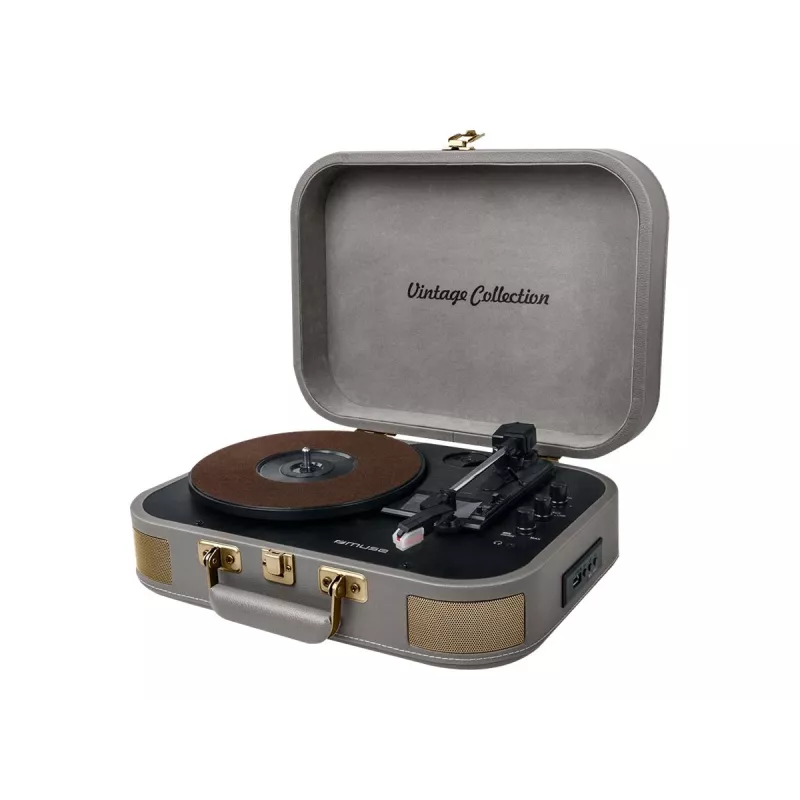 Muse MT-201 BTG | Pilka | Patefono stereo sistema su USB ir AUX