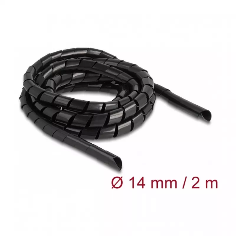 DeLOCK spiralinė žarna lanksti 2 m x 14 mm juoda polietilenas