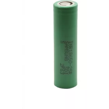 Samsung INR18650-25R 2500 mAh aukštos srovės plokščiu viršumi įkraunama Li‑Jon 18650 baterija