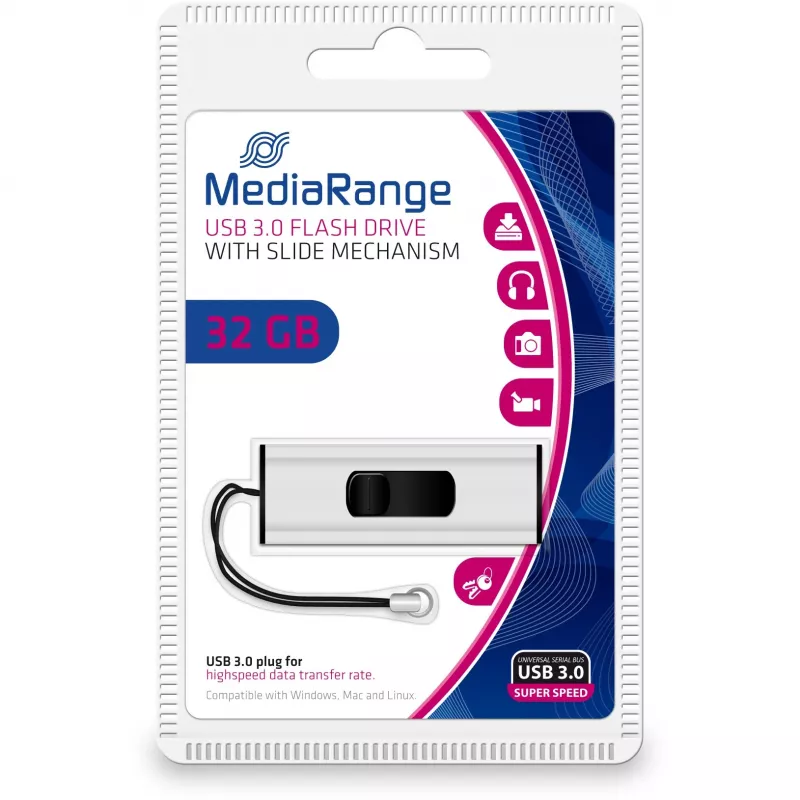 MediaRange SuperSpeed USB atmintukas 32GB USB 3.0 juodas/sidabrinis (MR916)