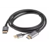 Lanberg CA-HDDP-20CU-0018-BK vaizdo kabelio adapteris 1,8 m DisplayPort HDMI + USB juodas, sidabrinis