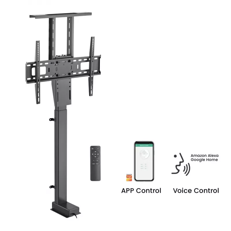Maclean MC-866T Smart Motorizuotas Elektrinis TV Liftas TUYA Mobilioji Programa Grindinis Laikiklis Alexa Google Home 37''-80'' 60kg Spintelė VESA (EU kištukas)