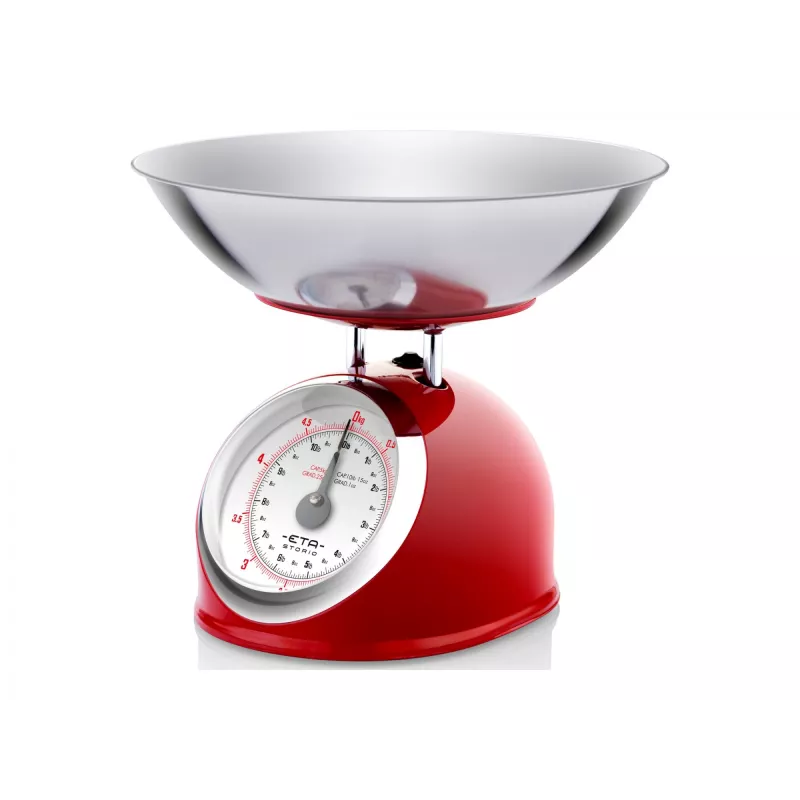 Mechaninė virtuvinė svarstyklės ETA ETA577790030 – 5 kg, 25 g tikslumas, nerūdijančio plieno viršus, baltas korpusas