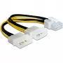 Maitinimo kabelis-adapteris Delock 82397 PCI Express plokštėms, 2x 4 kontaktų 5,25" – 8 kontaktų PCIe, 12 V, 0,30 m