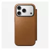Nomad Modern Leather Folio dėklas iPhone 17 Pro, oda + aliuminis, 6,3 colio (16 cm), Tan, 3 kortelių kišenės