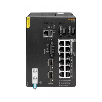 HPE Aruba 4100i – valdomas pramoninis komutatorius, 8x PoE Class 4 + 4x PoE Class 6 + 2x SFP+, DIN bėgelis