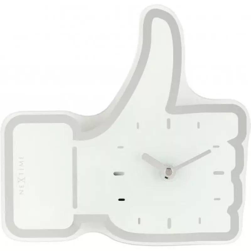 NeXtime klok 5185wi Mini Thumbs Up, 20,5x21 cm, sieninis, baltas/sidabrinis