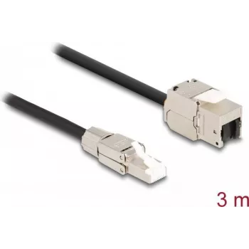 DeLOCK kabelis RJ45 kištukas lauko montavimui į Keystone modulį RJ45 lizdas Cat.6A 3 m
