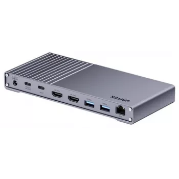Dokavimo stotelė Unitek USB4 40Gb/s 14‑in‑1 – USB-C, 3× USB 10Gbps, 2× USB 5Gbps, 2× HDMI, RJ45, PD su 120W maitinimo adapteriu