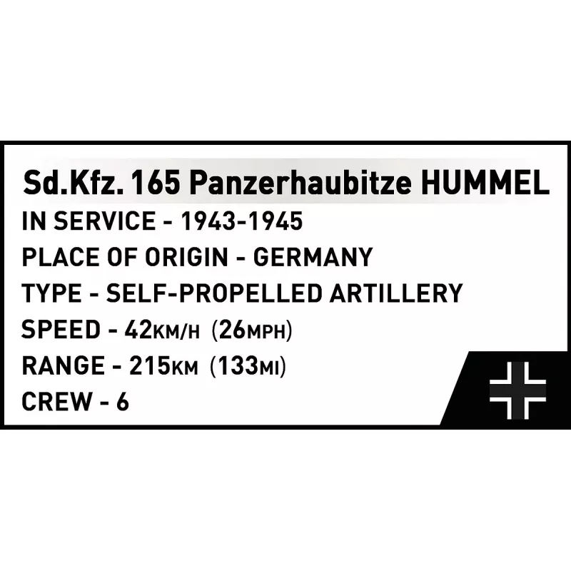 Konstrukcinis rinkinys Cobi Panzerhaubitze Hummel 1118 dalių modelio rinkinys