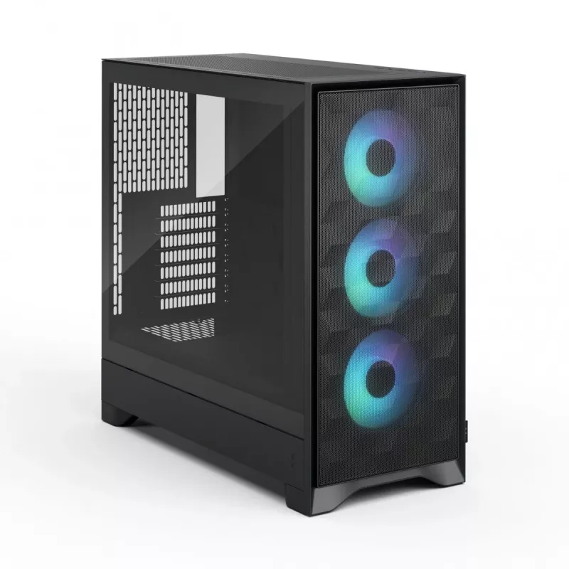 Fractal Design Pop 2 Air Black Solid vidutinis bokštas PC korpusas — ATX palaikymas, 3x 120 mm priekiniai ventiliatoriai, 2.5/3.5 colių diskų vietos, 215×481×462 mm