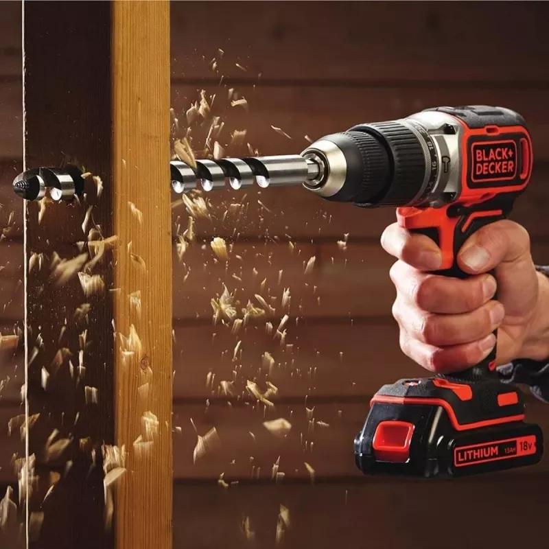 Akumuliatorinis gręžtuvas-suktuvas Black & Decker BCD383D2XK-QW 18 V, 2 Ah x2, 13 mm griebtuvas, oranžinis