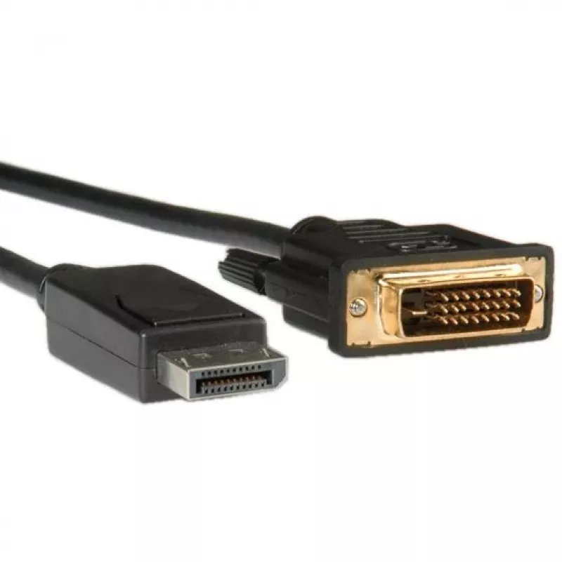 ROLINE vaizdo kabelis DisplayPort (M) – DVI-D (M) 1 m (DisplayPort 1.1) su fiksavimo varžtais, juodas (11.04.5771)