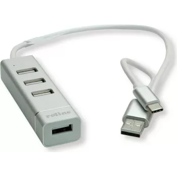 ROLINE 14.02.5037 USB 2.0 sąsajų šakotuvas 480 Mbit/s sidabrinis - baltas
