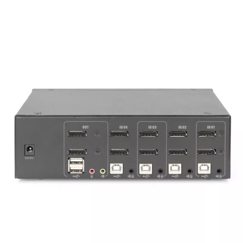 DIGITUS KVM jungiklis, 4 prievadai, dvigubas ekranas, 4K, DisplayPort®