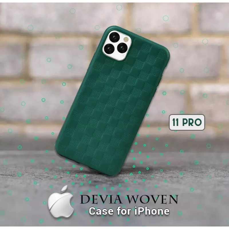 Minkštas apsauginis dėklas Devia Woven2, skirtas iPhone 11 Pro, žalias