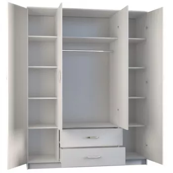 Topeshop ROMANA 160 BIEL KPLB bedroom wardrobe/closet 11 shelves 4 durelės(s) baltas