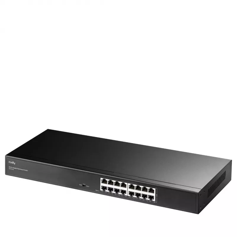 Cudy GS1016L tinklo jungiklis – 16 prievadų Gigabit Ethernet, 32 Gbit/s, montuojamas stelaže