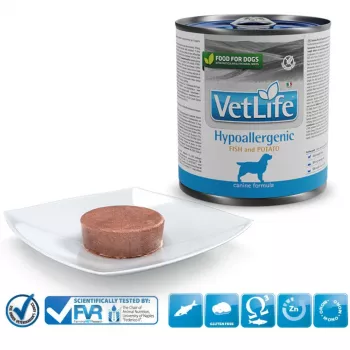 FARMINA Vet Life Canine Hypoallergenic Fish&Potato – šlapias pašaras suaugusiems šunims 300 g