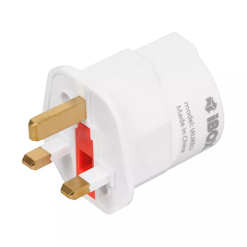 IBOX iaukeu maitinimo adapteris su keičiamais UK (G tipas) ir EU (E tipas) kištukais, 100–240V 50/60Hz, 7,5A, baltas