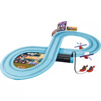 Lenktynių trasa CARRERA FIRST Bluey & Bingo Race vaikams – slot car startinis rinkinys