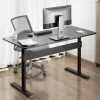 Ergo Office stalas su reguliuojamu aukščiu, dujine spyruokle, 140x68 cm, juodas