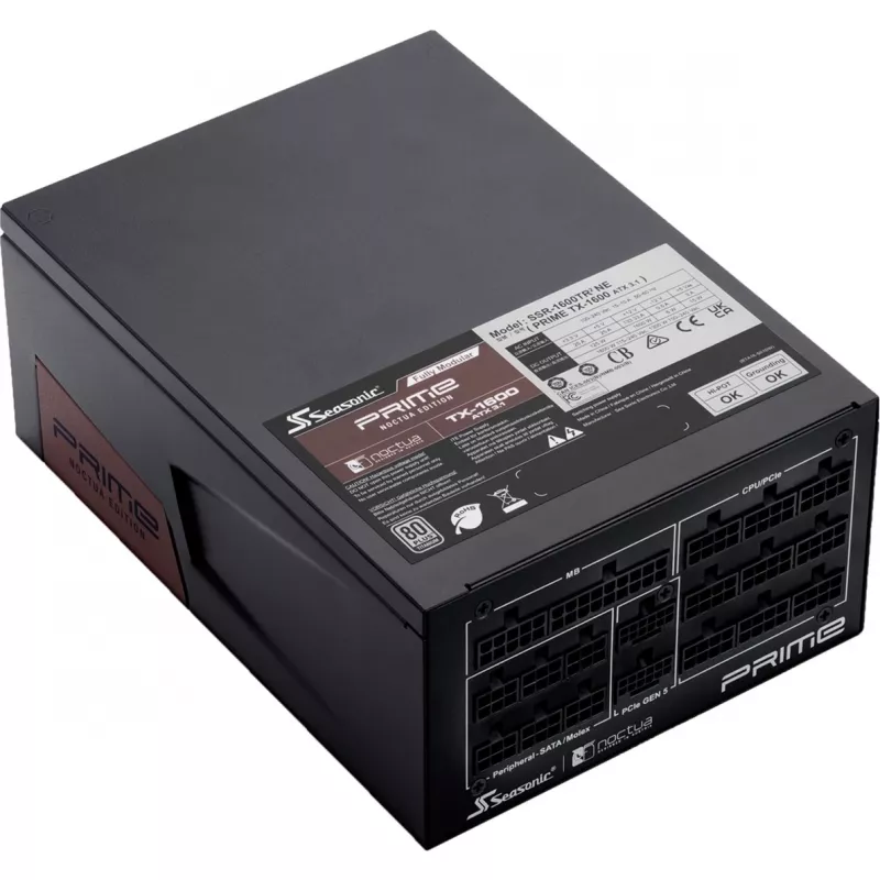 Seasonic Prime TX-1600 Noctua Edition, 1600 W, 80 PLUS Titanium, ATX 3.1, pilnai modulinis, juodas