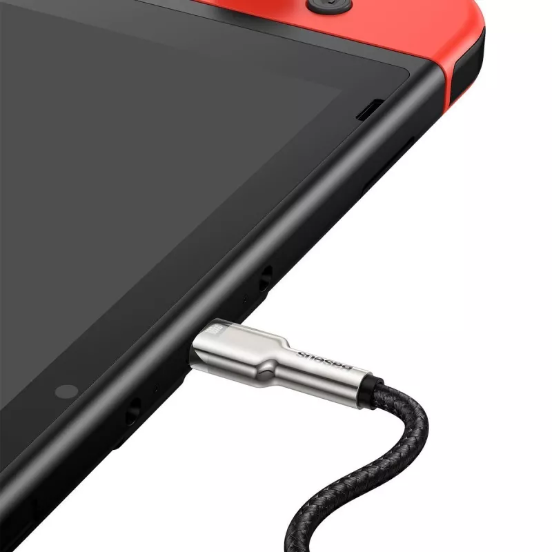 USB-C į USB-C laidas Baseus Cafule Metal — 2 m, 100W įkrovimas, USB 2.0 (480 Mbps), cinkuoti kontaktai, juoda