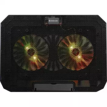 Nešiojamojo kompiuterio aušinimo padėklas DEFENDER NS-510 su 2 ventiliatoriais, 2×USB prievadais ir RGB apšvietimu