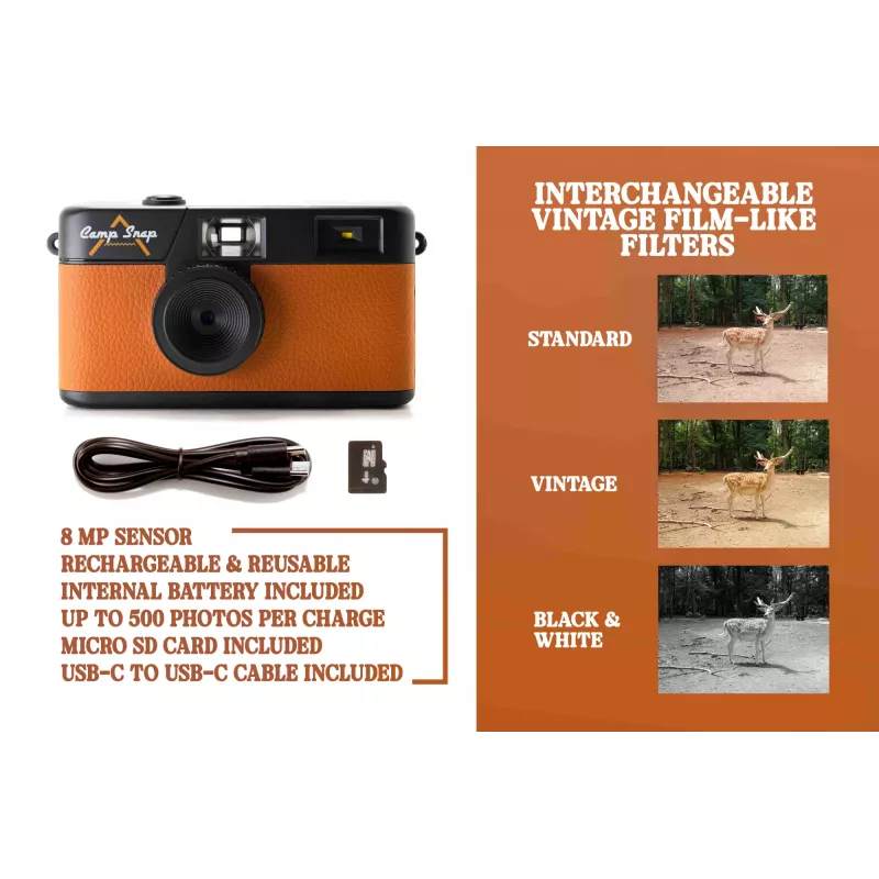 Bevidis skaitmeninis fotoaparatas Camp Snap CS-V105-BR-JP – Ruda spalva, be ekrano