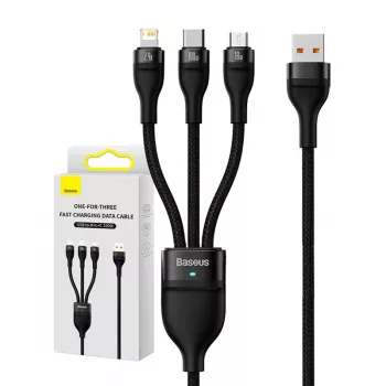 USB kabelis Baseus SUP0003351 1,2m USB A USB C/Micro USB-A/Lightning juodas