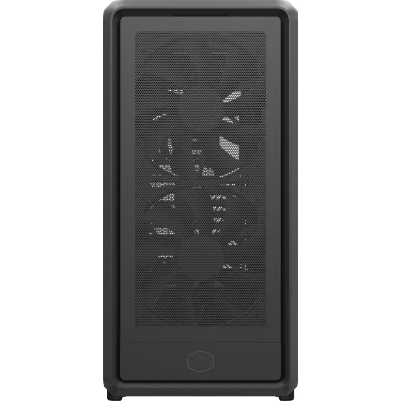 PC korpusas Midi Tower Cooler Master MasterFrame 600 Mesh — juodas, ATX/EATX, 2x200 mm priekiniai ventiliatoriai, priekinės/šoninės ventiliatorių laikikliai, 2x3.5 colio + 3x2.5 colio diskų vietos