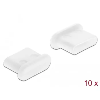 Dulkių dangtelis USB Type-C moteriškai jungčiai DeLOCK 64095 10 vienetų baltas