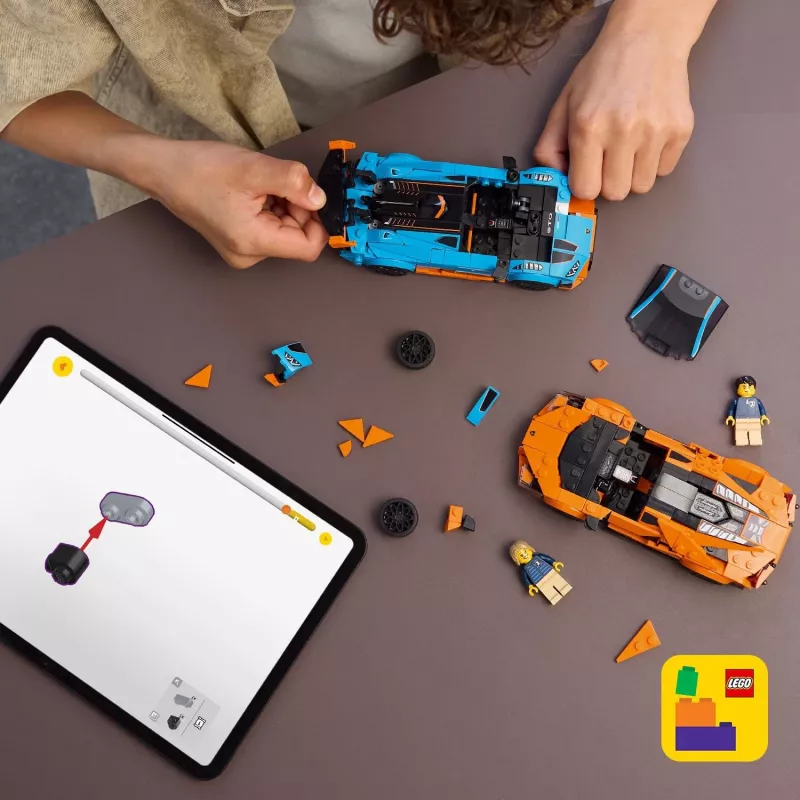 Konstruktorius LEGO Speed Champions rinkinys 77238 – Lamborghini Revuelto ir Huracán STO, 607 dalių, 2 minifigūrėlės, rekomenduojamas amžius 10+