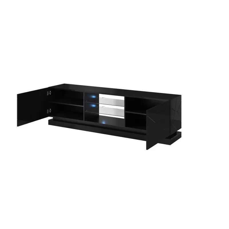 Cama TV spintelė QIU 200 MDF juodas blizgus/juodas blizgus