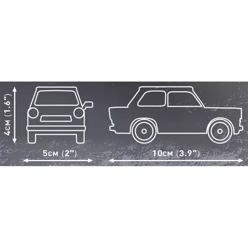 Konstruktorius Cobi Trabant 601 – 72 detalės, miniatiūrinio automobilio modelio rinkinys