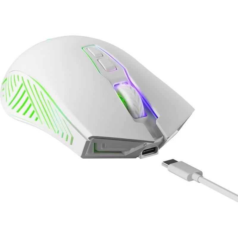 Belaidė žaidimų pelė DEFENDER Pandora White – ambidekstrinė, 3200 DPI, 6 mygtukų, programuojama, optinė, USB