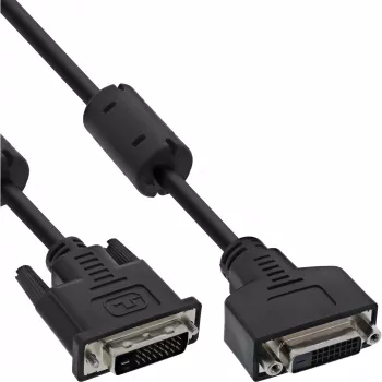 InLine DVI-D kabelis 24+1 M/M, Dual Link, 2 ferito žiedai, 3 m