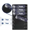 Akyga AK-BC-04 išorinės baterijos korpusas 8x 18650 Li-Ion elementams, 18 W, USB-C + 2x USB-A, LED žibintuvėlis, juodas