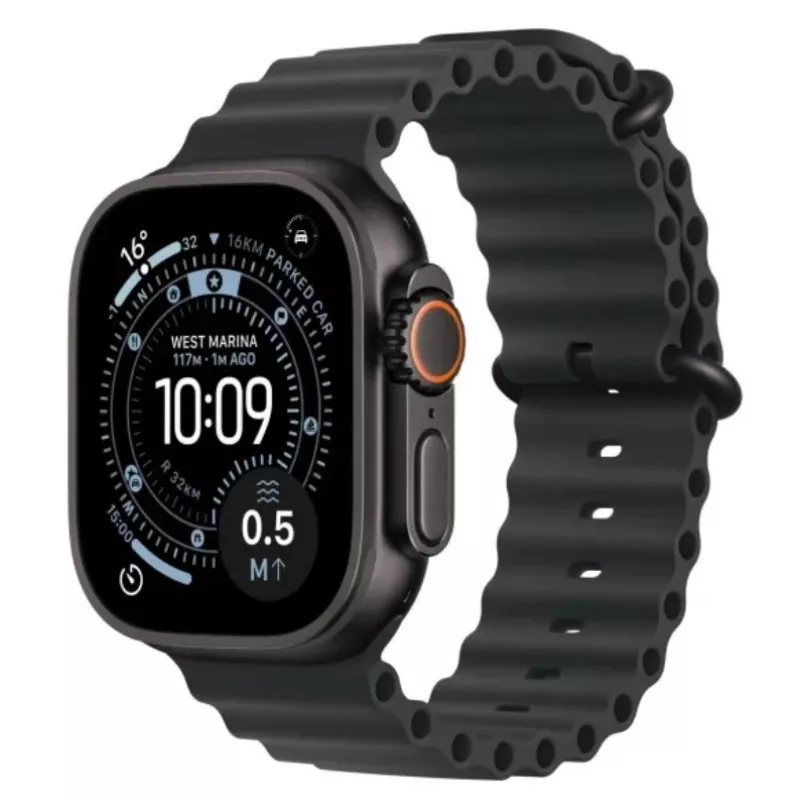 Išmanusis laikrodis Apple Watch Ultra 3 GPS + Cellular 49 mm juodas titano korpusas, juoda vandenyno juosta