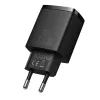 Vidinis USB greitasis įkroviklis Baseus CCXJ-B01 — 2 prievadai (USB-C PD 20W + USB-A QC3.0 18W), 100–240V, juodas