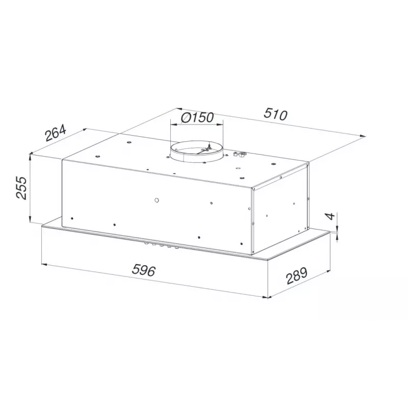 Įmontuojamas gartraukis MAAN Ares M 60, 596×289 mm, metalinis (aliuminis) riebalų filtras, 570 m³/h, 54–65 dB